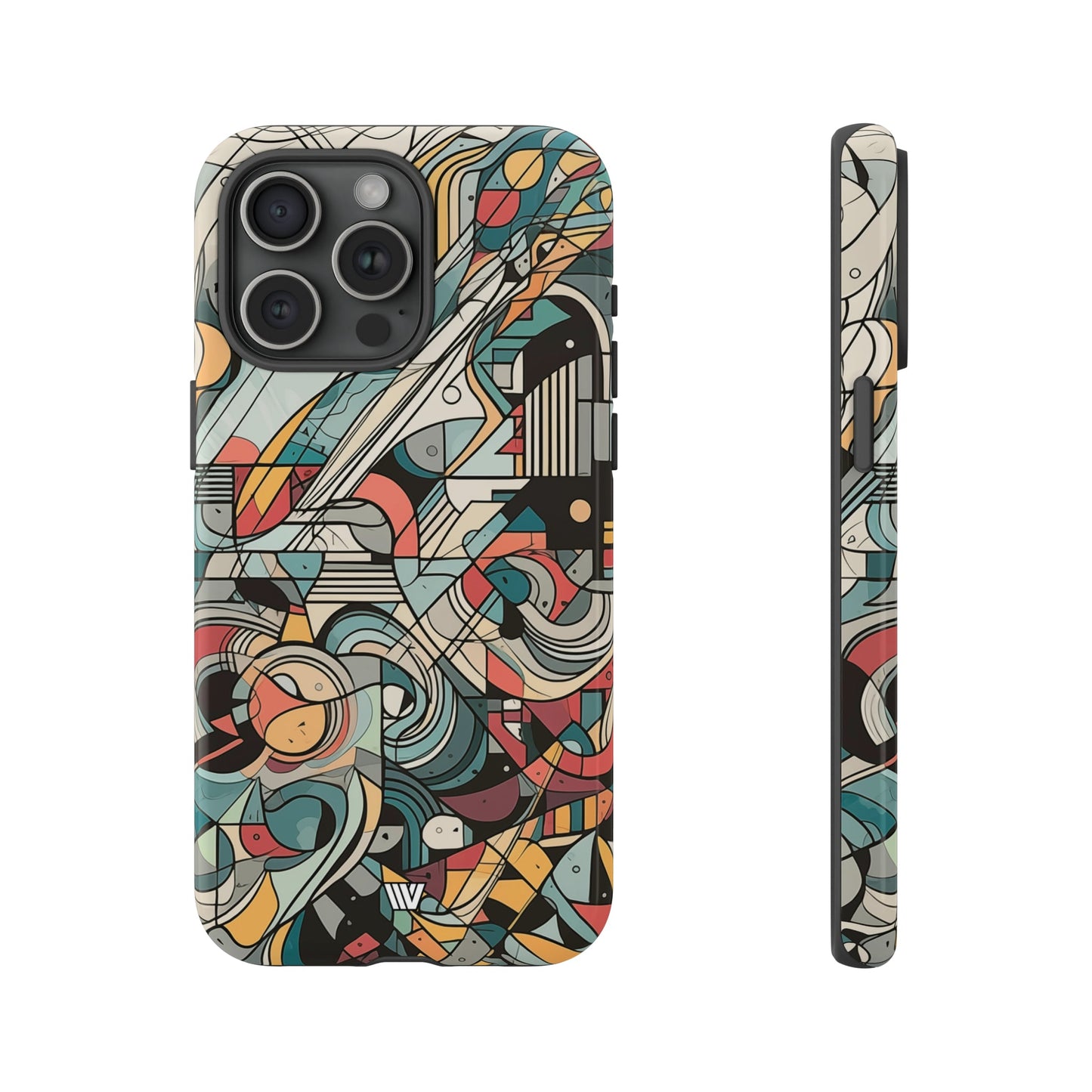 Abstract Doodle Tough Phone Case Dual-Layer Protection