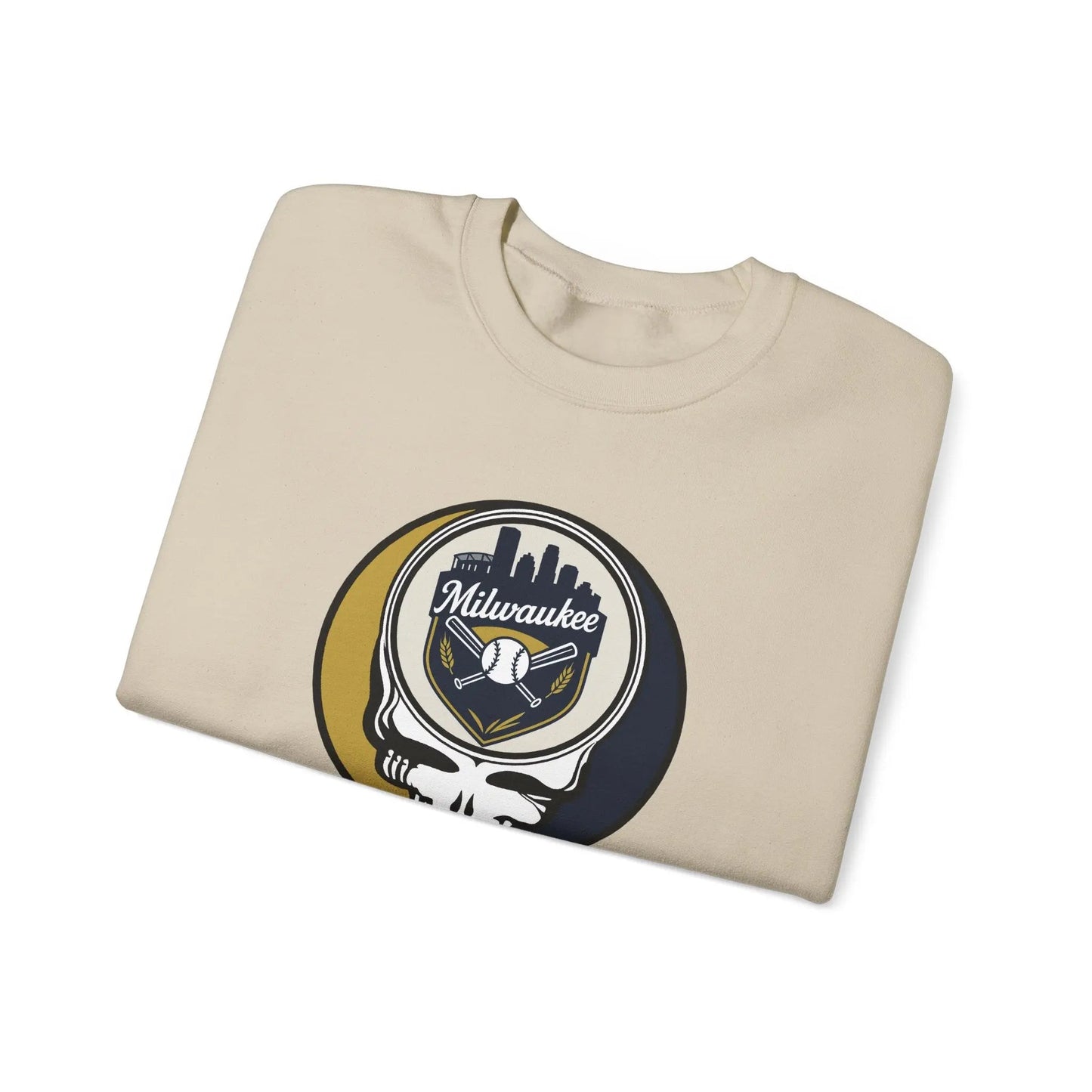 Grateful Dead Stealie Heavy Blend Crewneck Sweatshirt Milwaukee Baseball Edition MLB