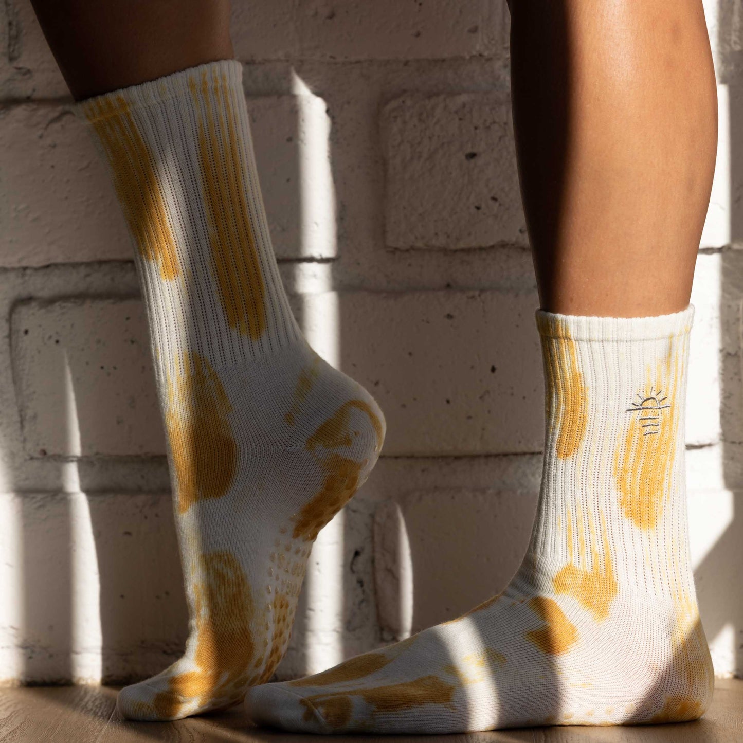 Pilates Grip Sock Tie Dye Yellow Non-Slip Socks