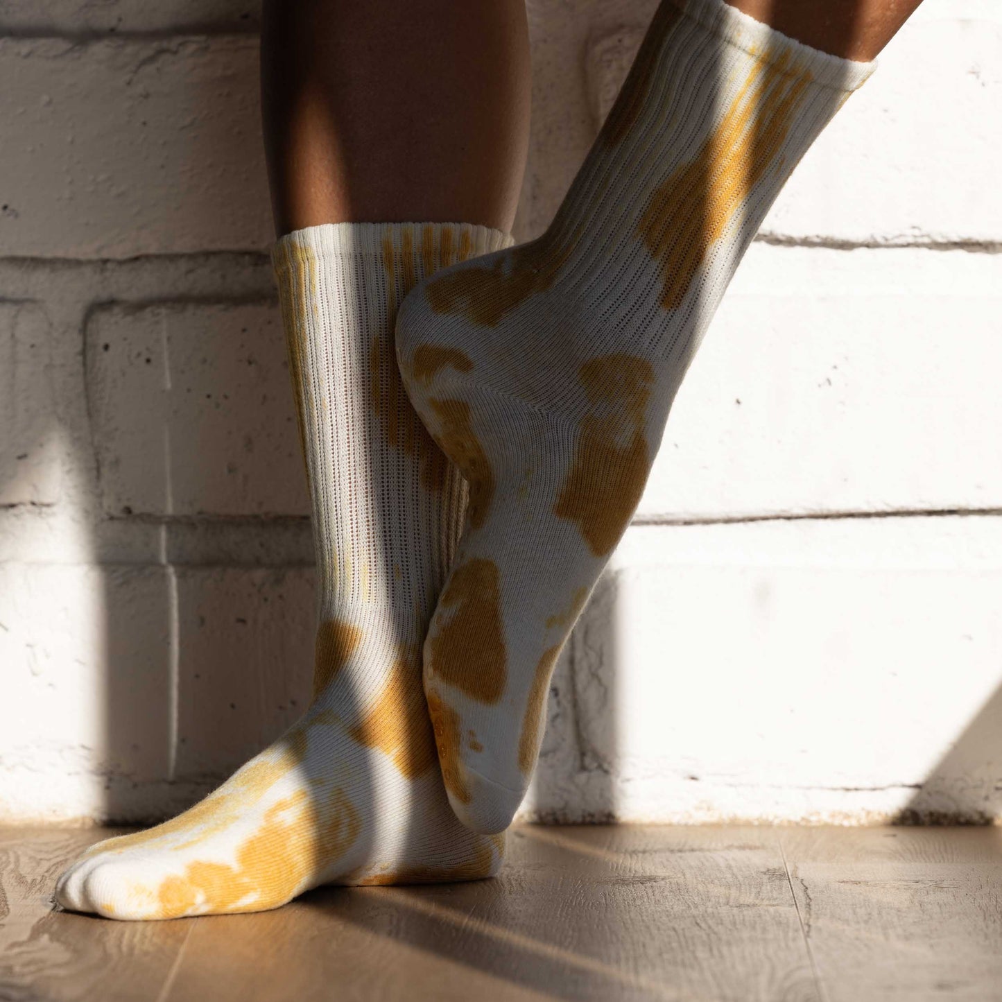 Pilates Grip Sock Tie Dye Yellow Non-Slip Socks