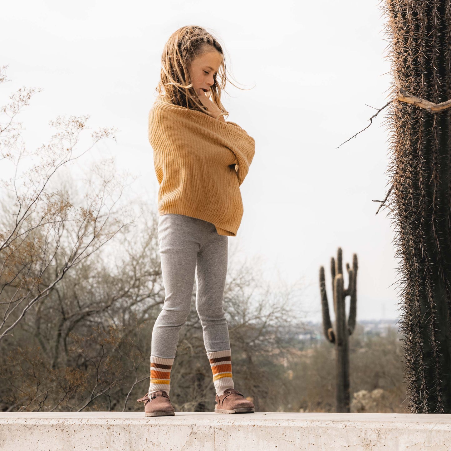 Light Grey Leggings Stretchy Cotton Blend Leggings