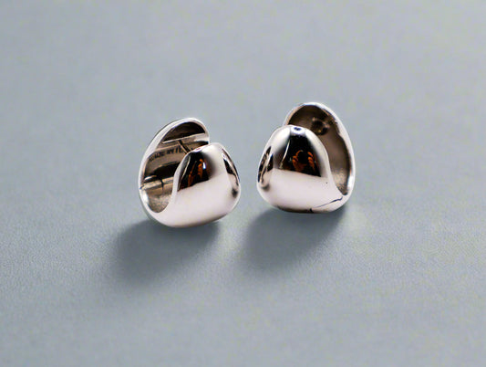 Silver Peanut-Shaped Earrings Italian Sterling Silver