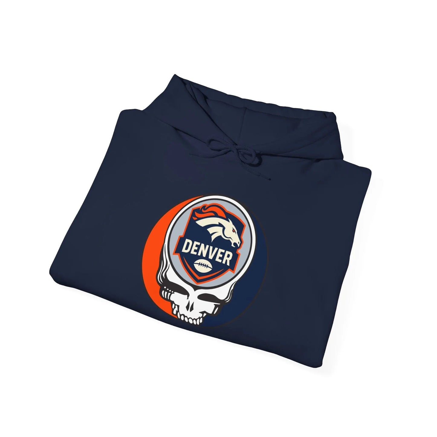 Denver Broncos Stealie Grateful Dead Hooded Sweatshirt Medium-Heavy Fabric NFL