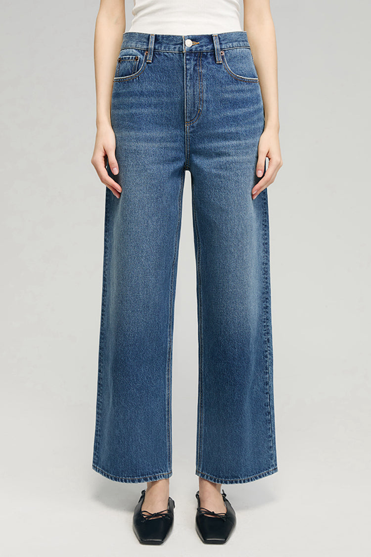 Cityer Crop Wide High-Rise Ankle Jeans