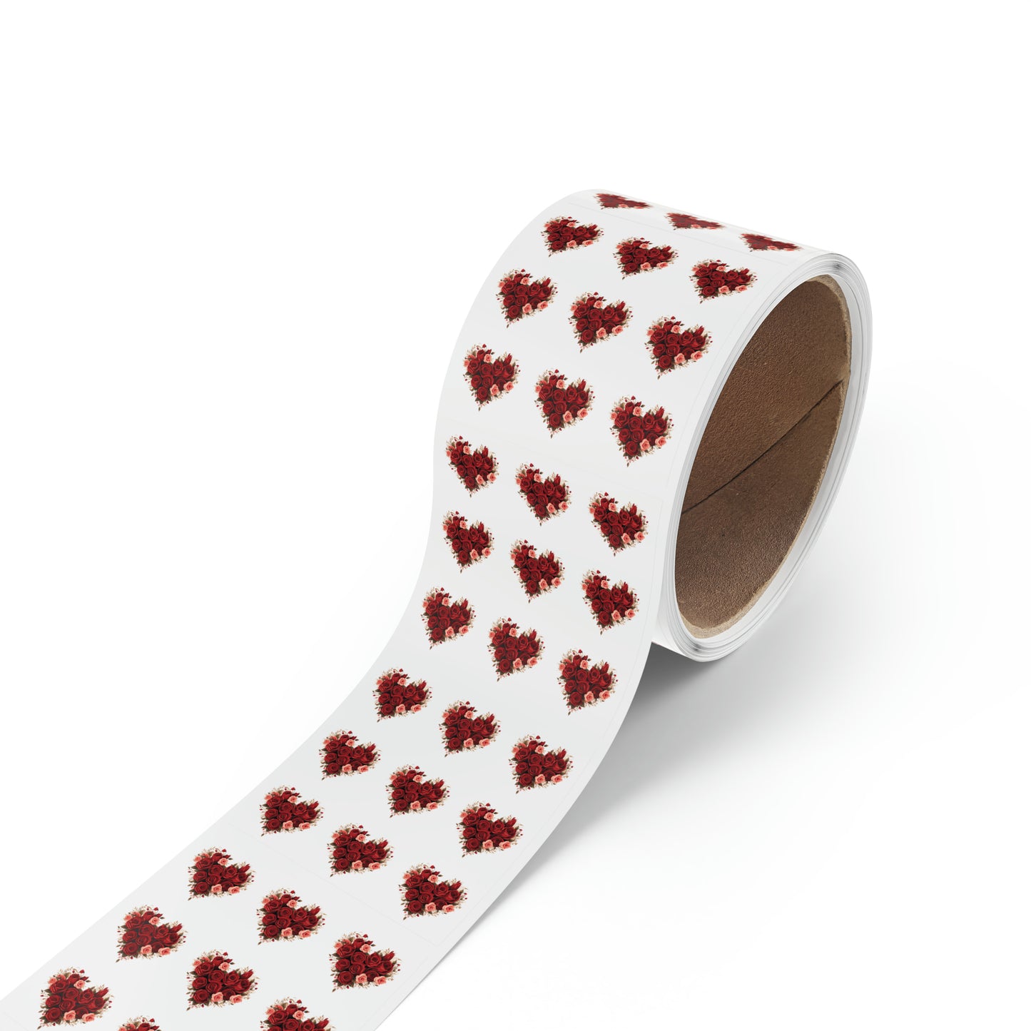 Valentine's day red Roses hearts Square Sticker Label Roll