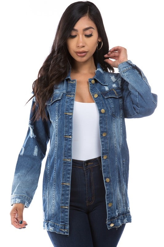 Denim Jacket Jeans Jacket 95% Polyester 5% Spandex