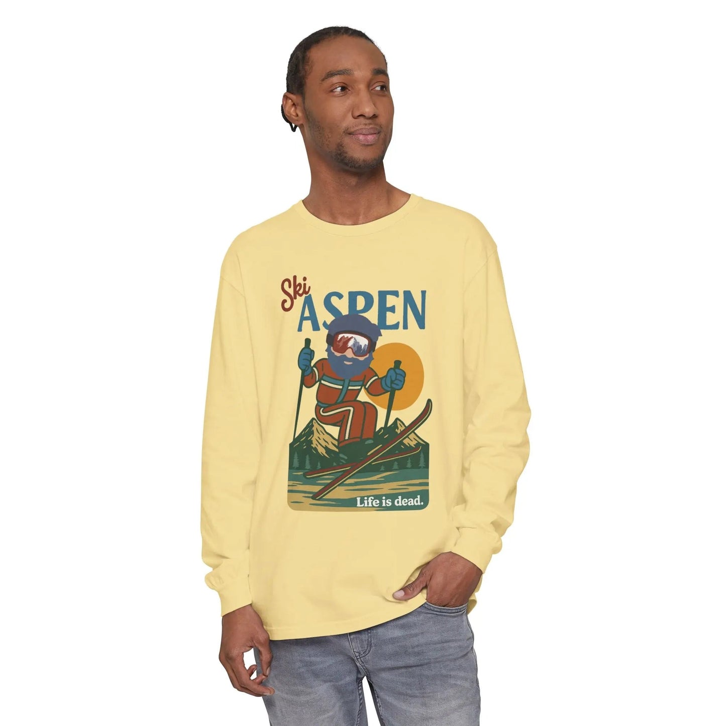 Ski Aspen Garment-Dyed Long Sleeve T-Shirt Mountain Collection
