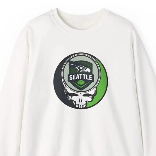 Seattle Seahawks Grateful Dead Stealie Crewneck Sweatshirt Heavy Blend The Gridiron Collection
