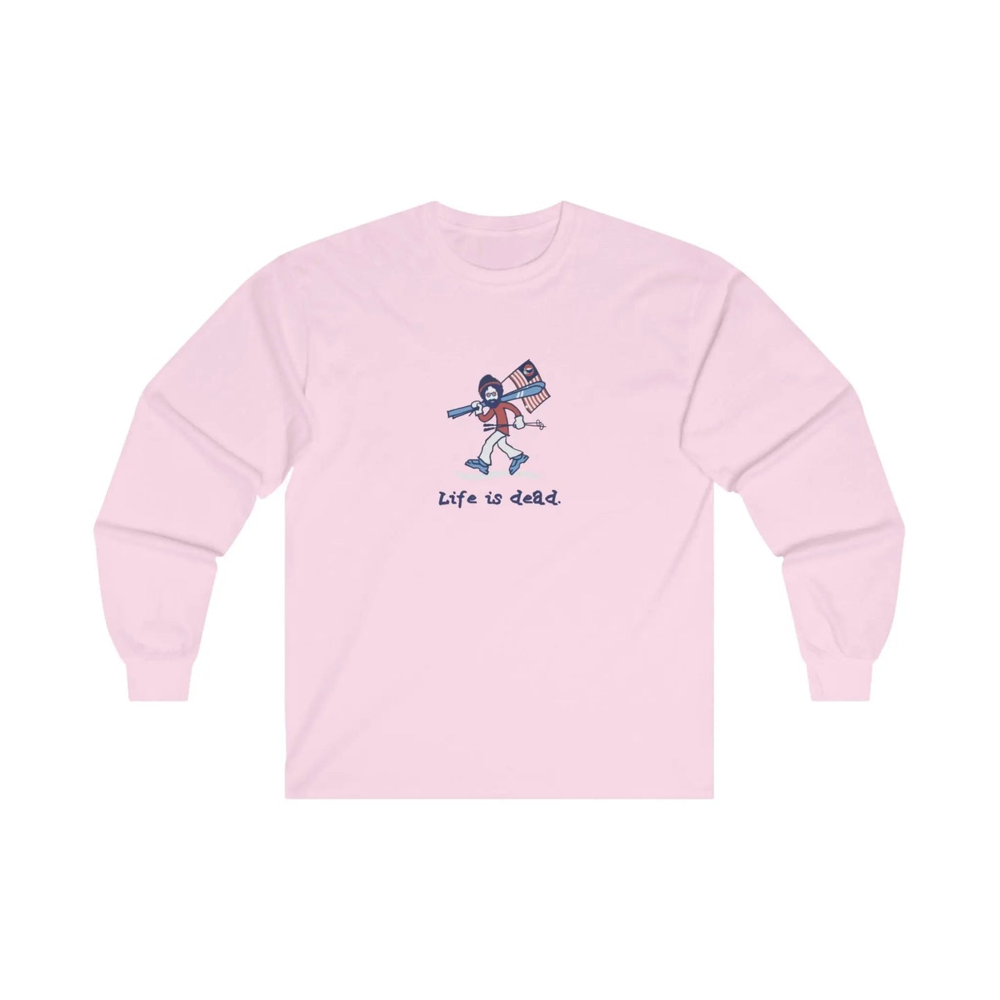 Grateful Dead Ultra-Cotton Long Sleeve Tee Life is dead Skier Jerry
