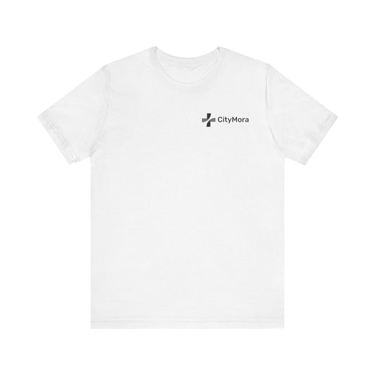 Casual Unisex Tee - 'CityMora' Motivational Short Sleeve Shirt - Black