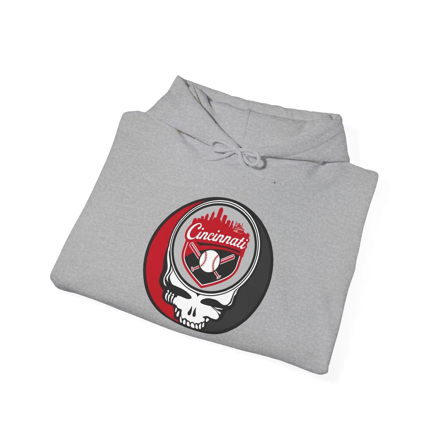 Grateful Dead Unisex Heavy Blend Hoodie Steal Your Face Artwork The Ballpark Collection Cincinnati Baseball Edition