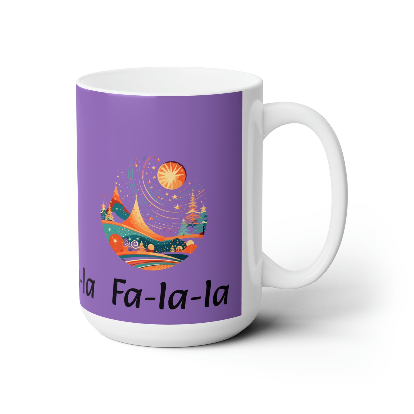 Colorful Christmas and Fa-la-la design Light purple Ceramic Mug 15oz