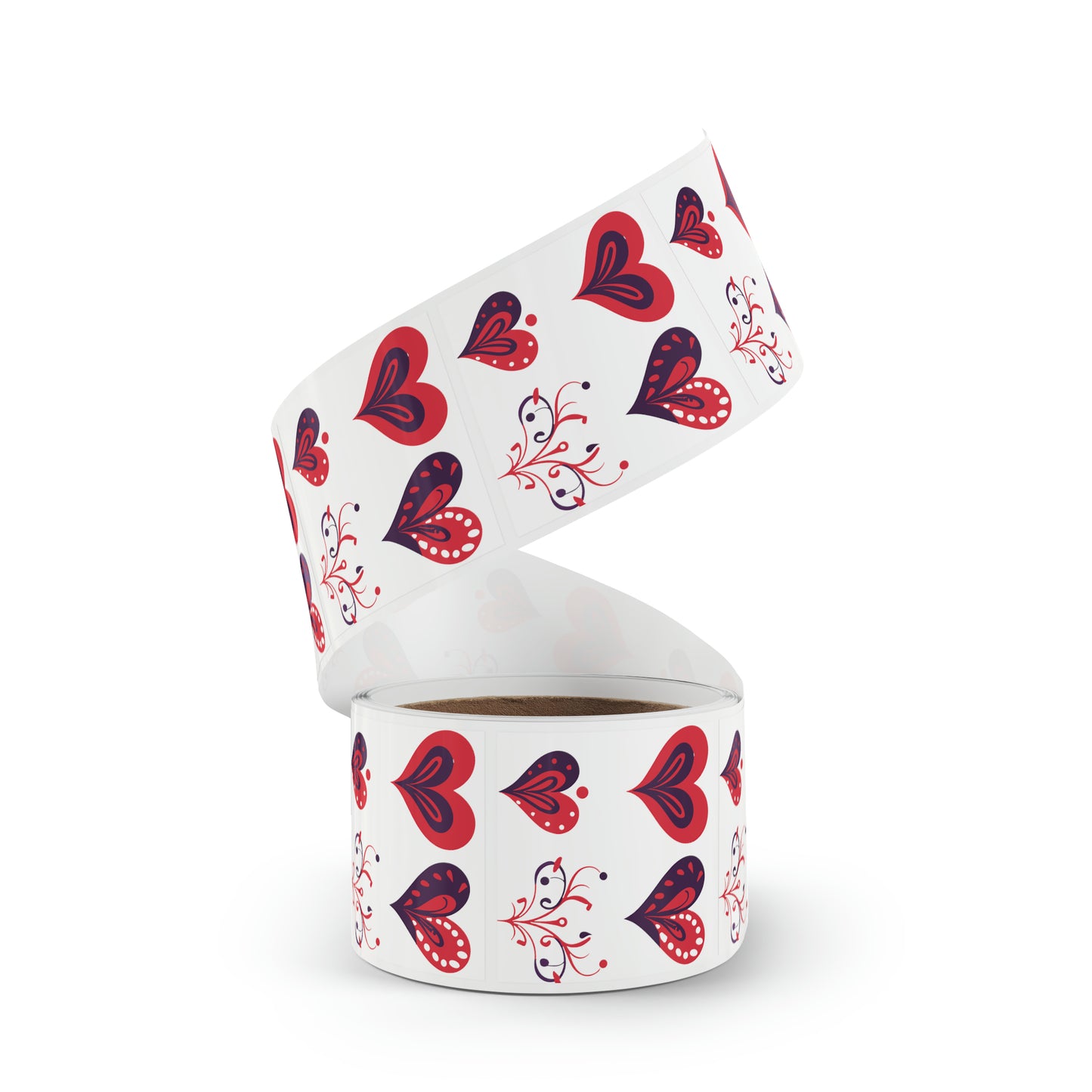 Valentine's day red hearts Square Sticker Label Roll