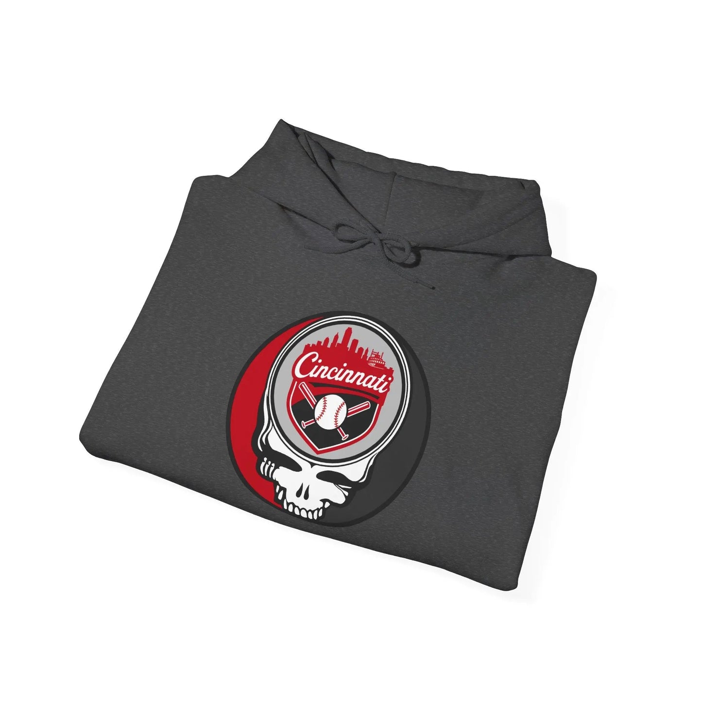 Grateful Dead Unisex Heavy Blend Hoodie Steal Your Face Artwork The Ballpark Collection Cincinnati Baseball Edition