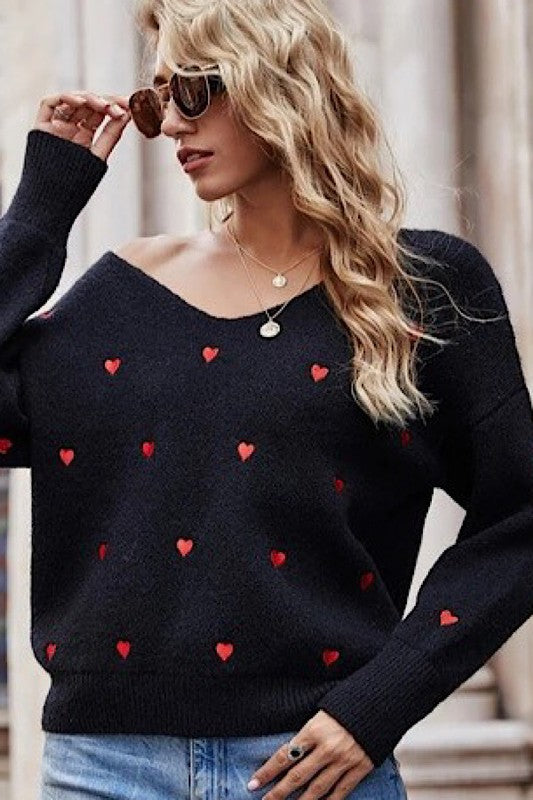 Heart Design Cozy Sweater