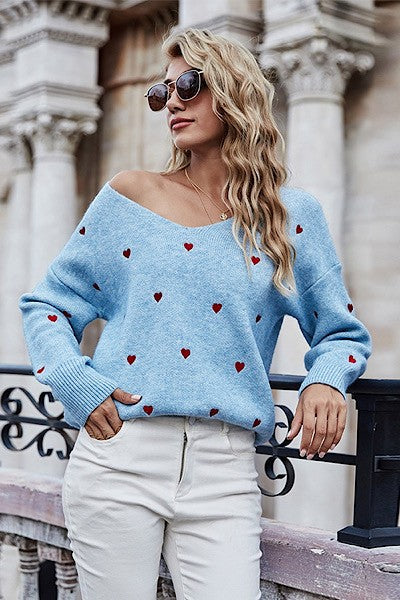 Heart Design Cozy Sweater