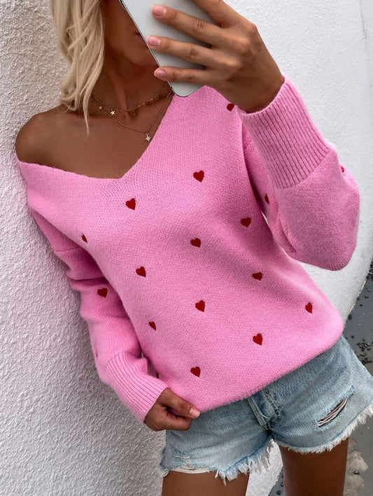 Heart Design Cozy Sweater