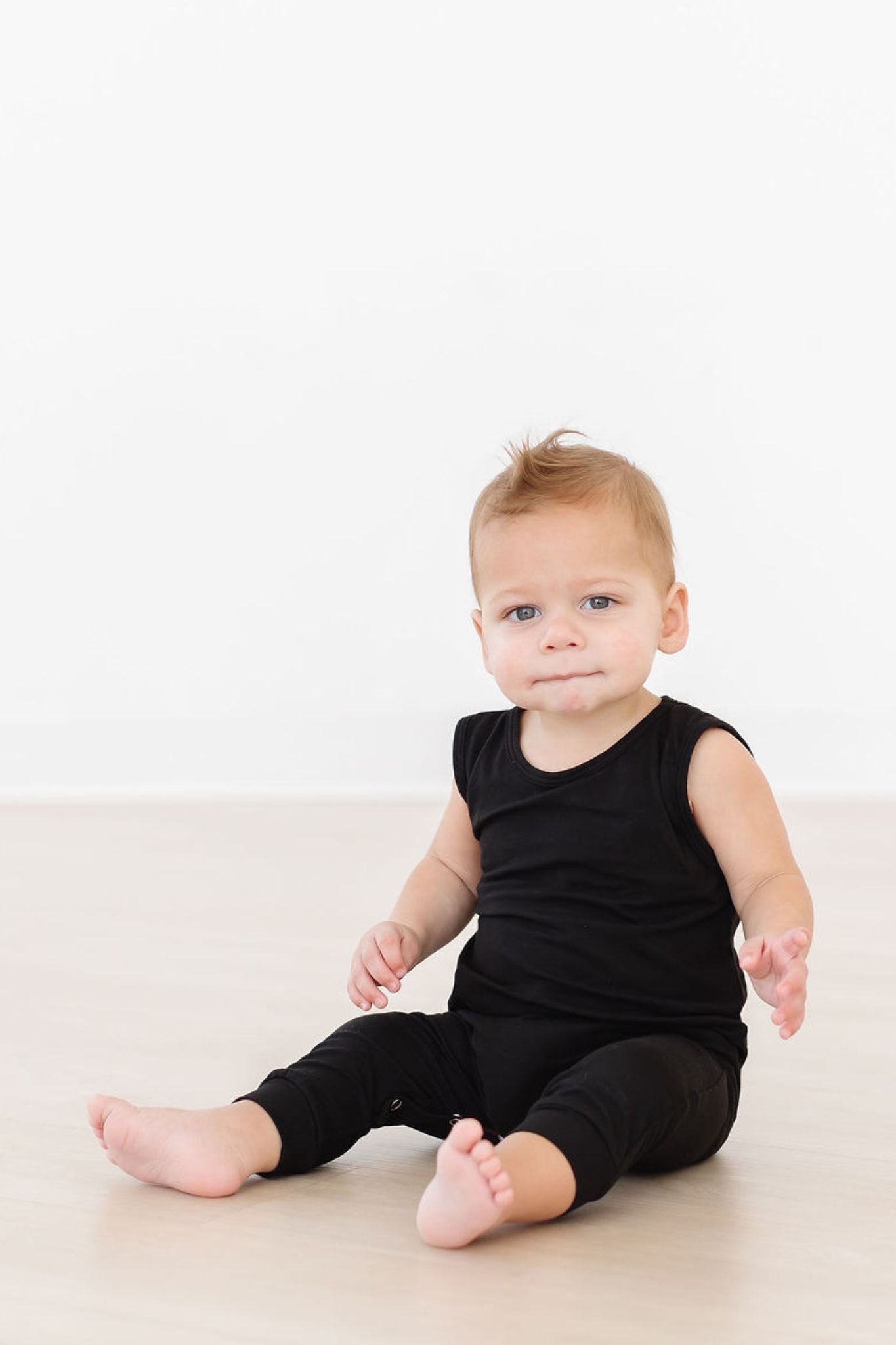 Black Tank One-Piece Jogger Comfortable Silhouette Mila & Rose