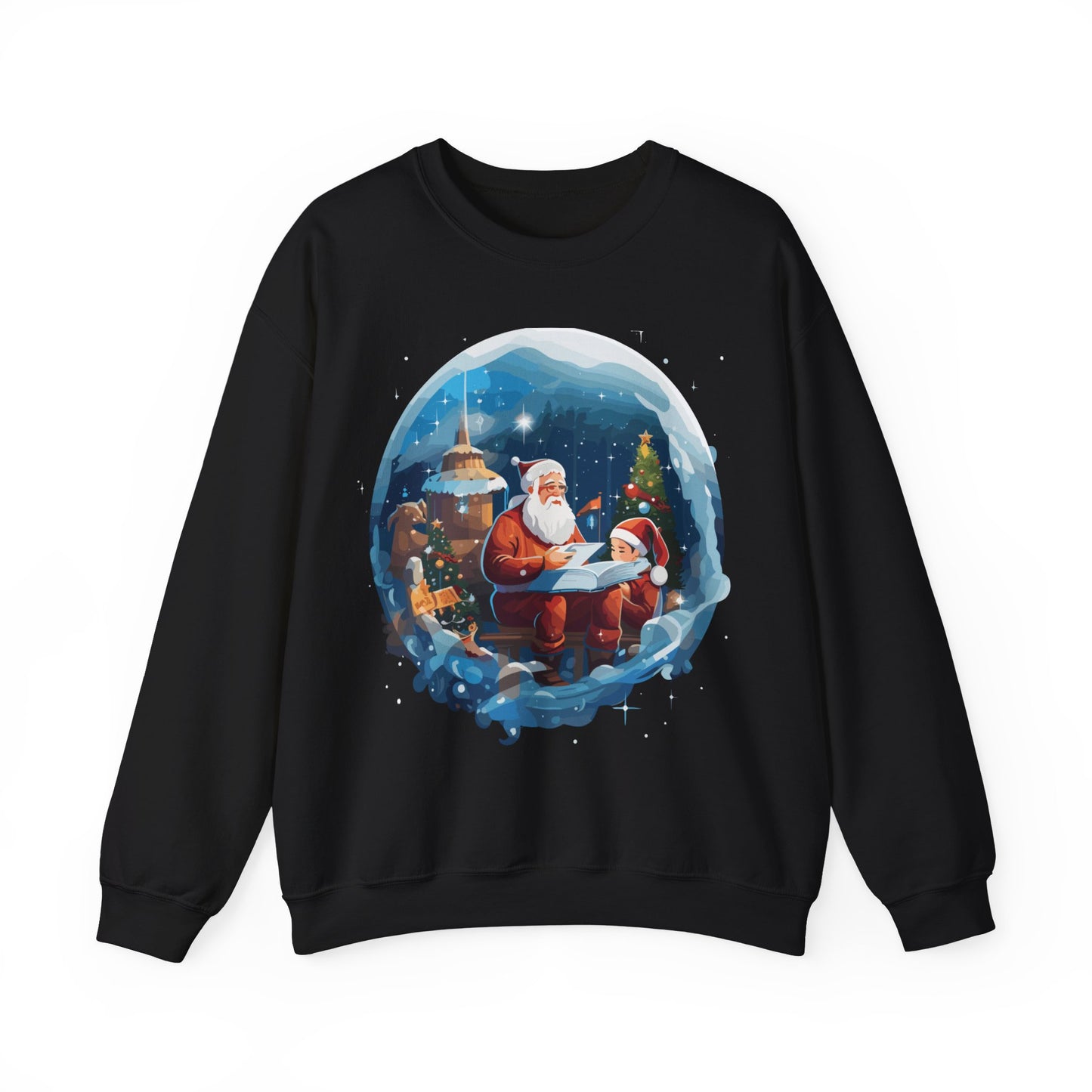 Santa reading book with people in space - Christmas Shirt, Holiday Xmas Shirt, Merry Christmas, Holiday Xmas, Unisex Xmas Shirt, Christmas Sweatshirt, Christmas Apparel, Xmas Celebration Shirt, Matching Family Outfits, Christmas Gifts