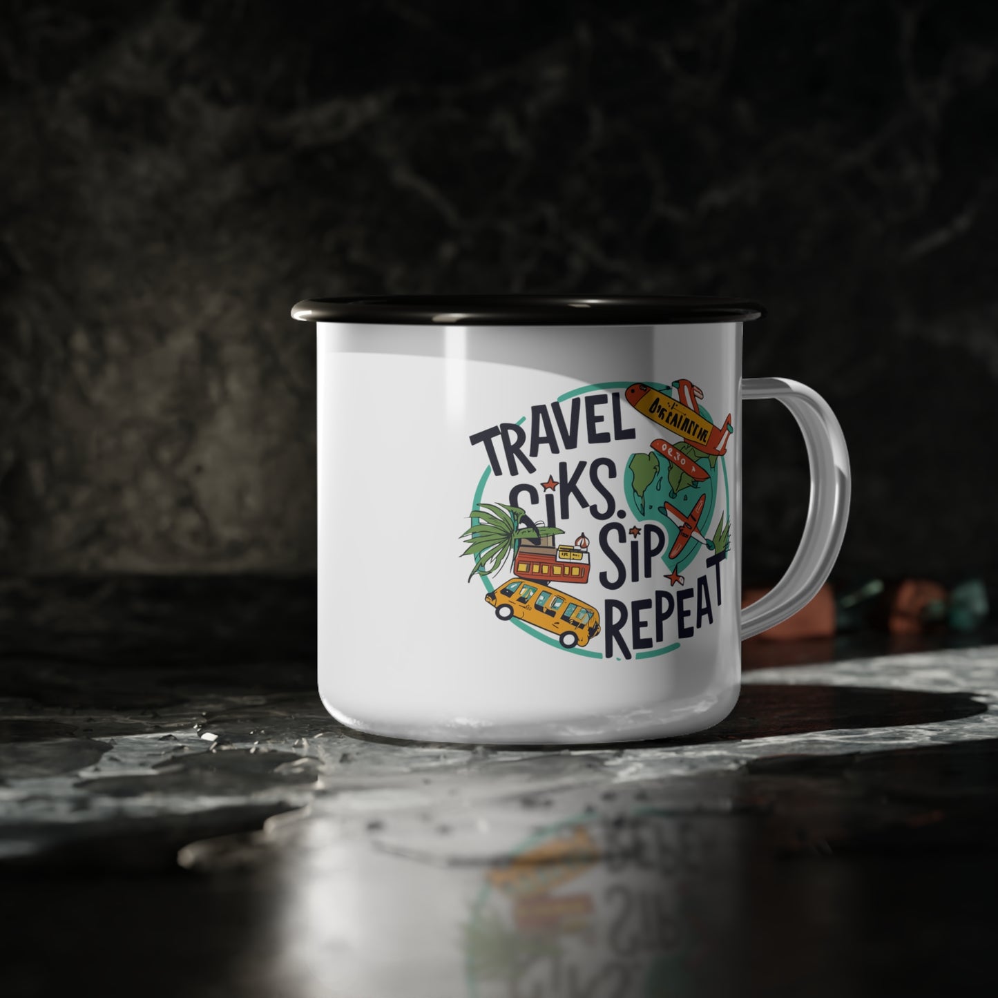Enamel 12oz Camp Cup Travel Mug Unique Travel Sip Repeat