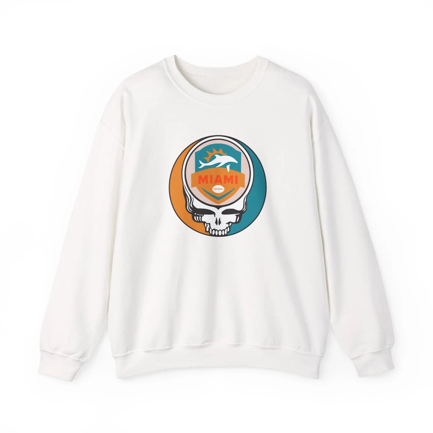 Grateful Dead Stealie Miami Dolphins Crewneck Sweatshirt The Gridiron Collection