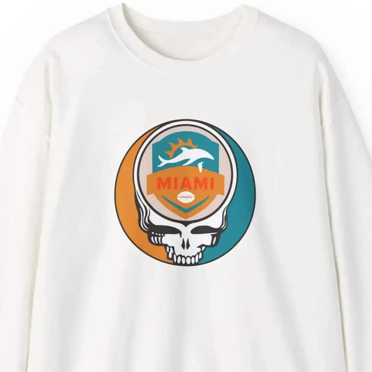 Grateful Dead Stealie Miami Dolphins Crewneck Sweatshirt The Gridiron Collection