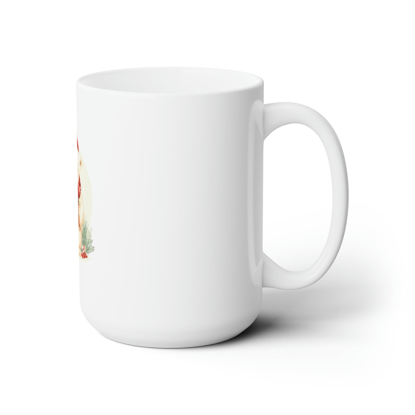 White bear with red muffler of the Christmas card Ceramic Mug 15oz