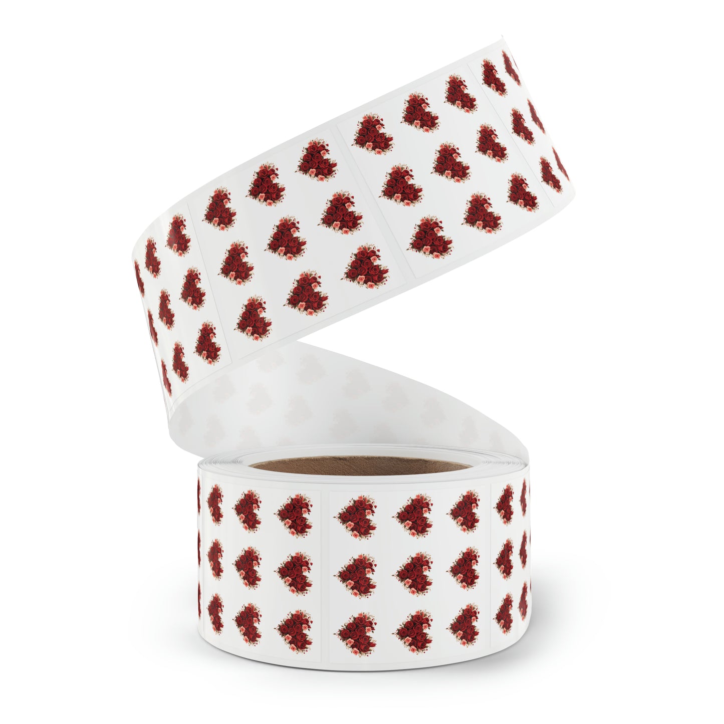 Valentine's day red Roses hearts Square Sticker Label Roll
