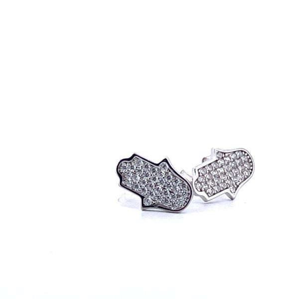 925 Sterling Silver Moissanite Hamsa Stud Earrings