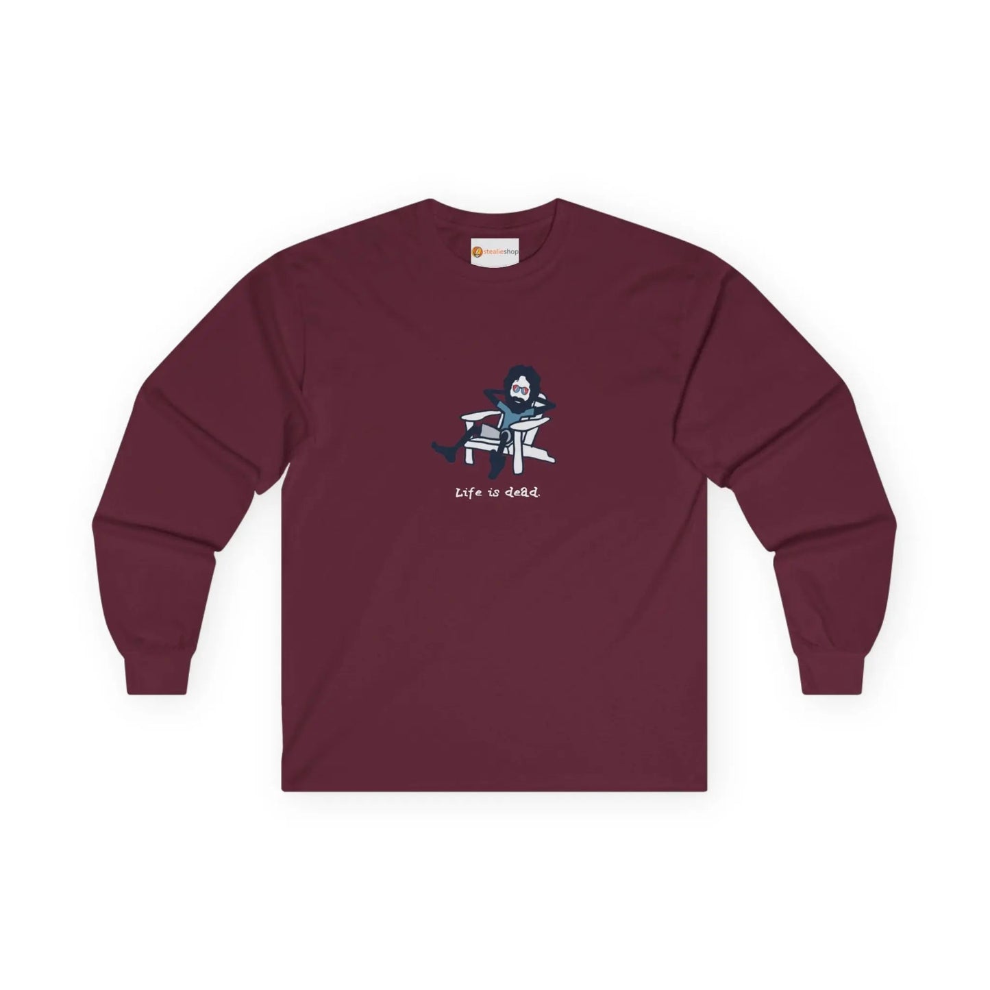 Grateful Dead Ultra-Cotton Long Sleeve Tee Adirondack Jerry Life is dead
