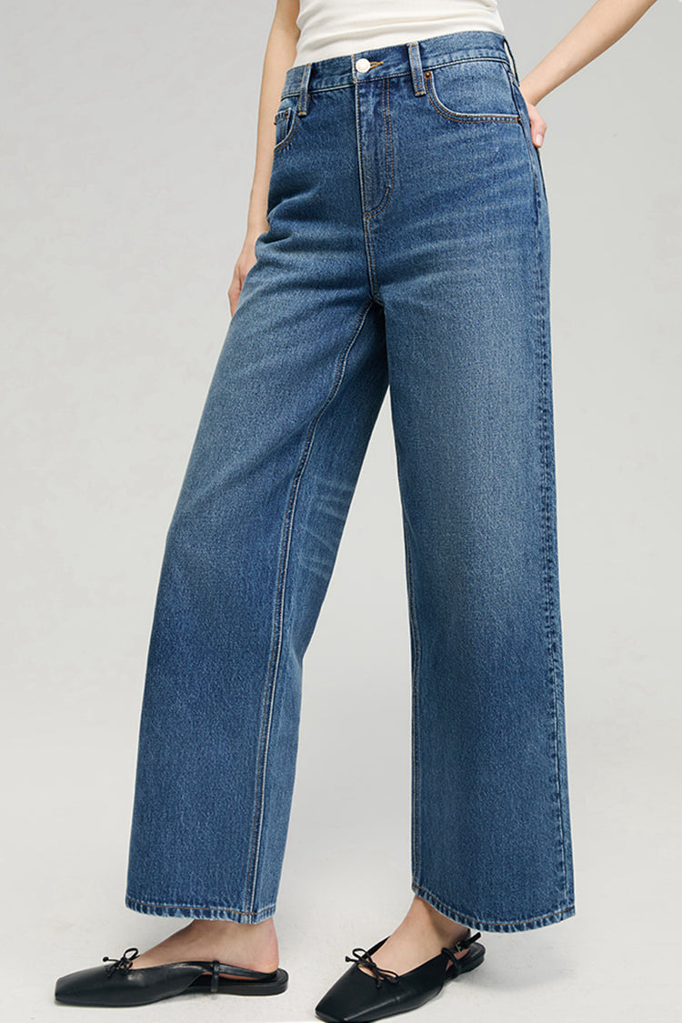 Cityer Crop Wide High-Rise Ankle Jeans