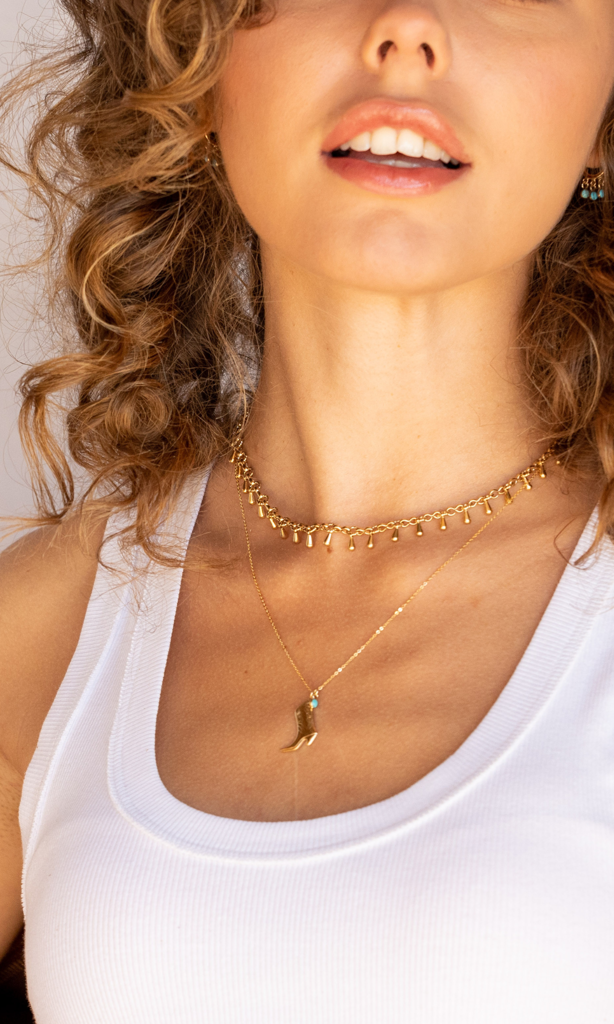 Ryder 14k Gold Filled Necklace with Cowboy Boot and Turquoise Charm