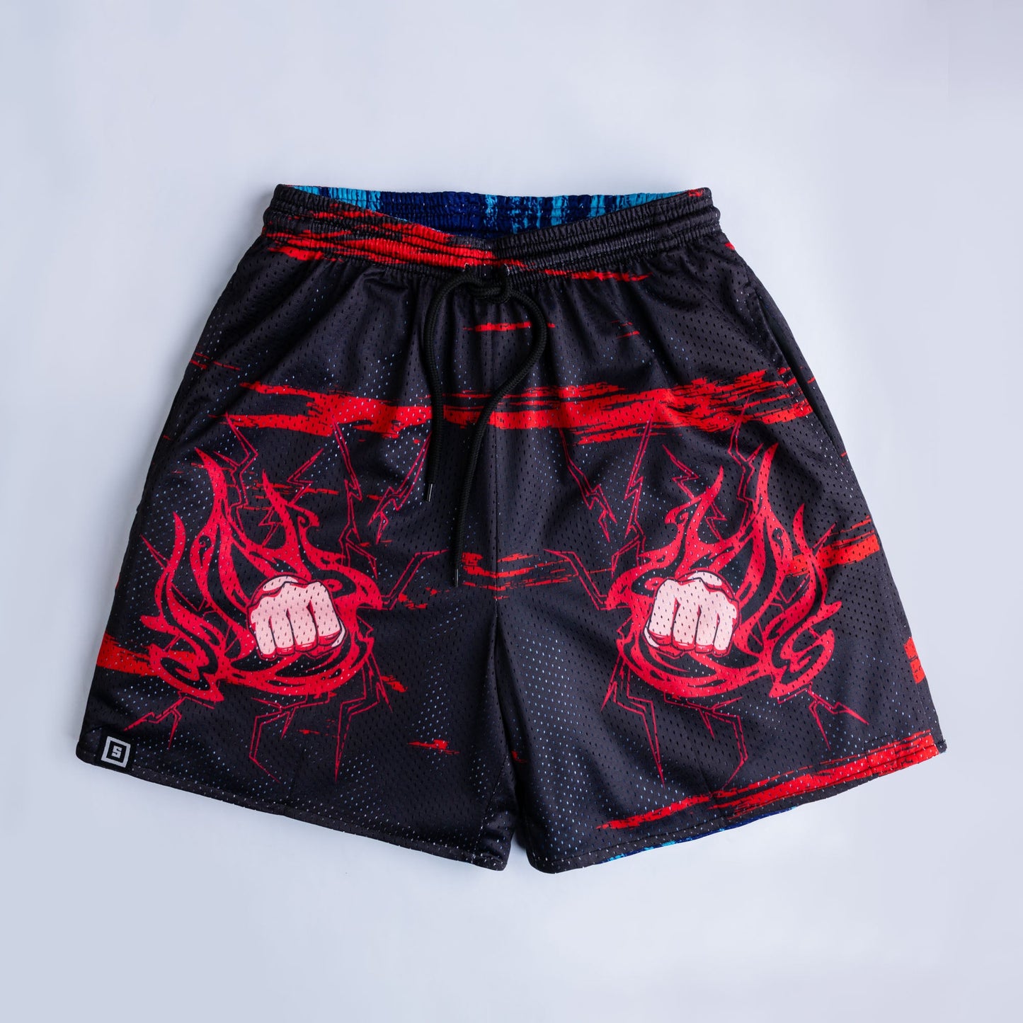 Black Fist Reversible Shorts with Air Ventilation Unisex