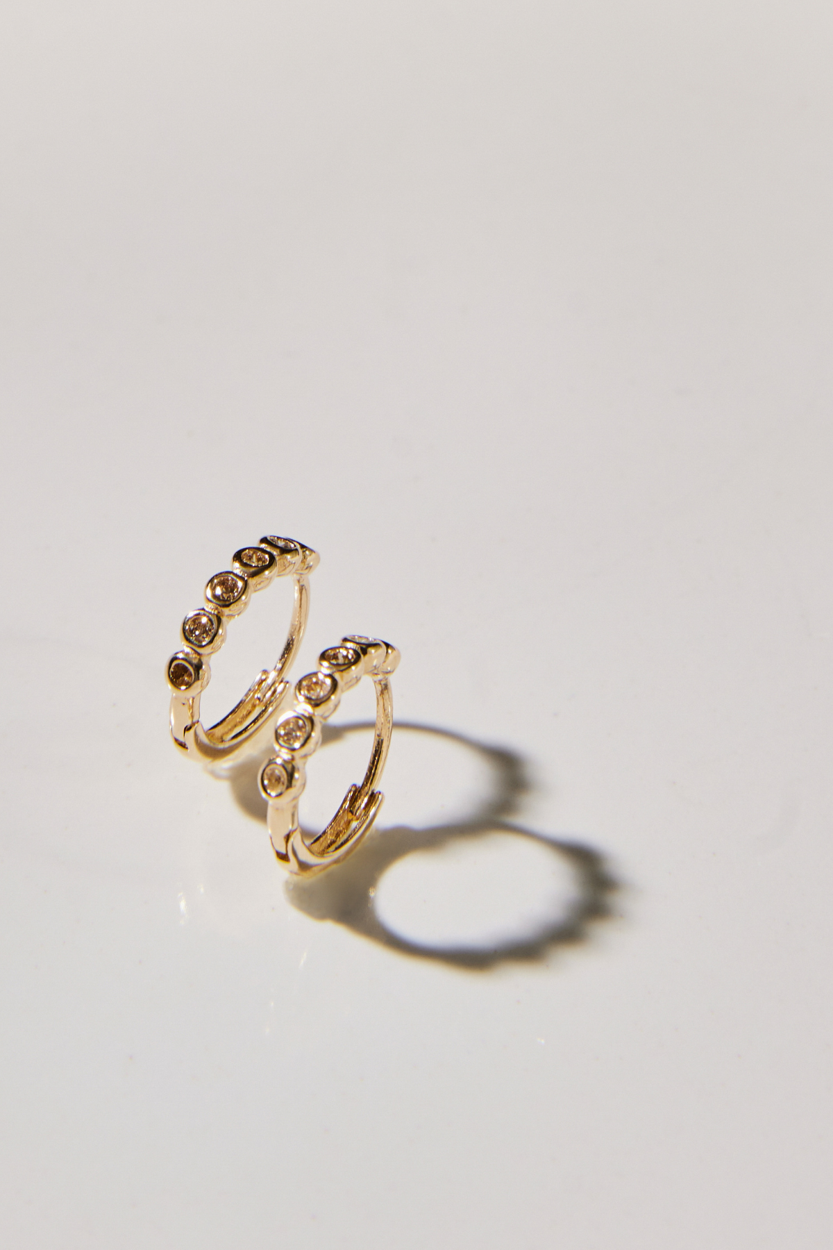 14k Solid Yellow Gold 12mm Champagne Diamond Huggies Palermo