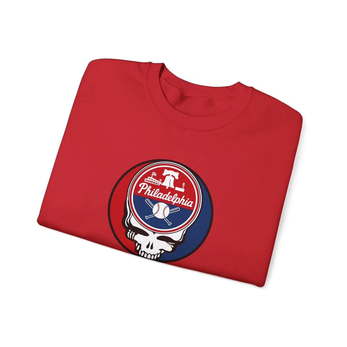 Grateful Dead Stealie Crewneck Sweatshirt Heavy Blend Philadelphia Baseball Edition MLB