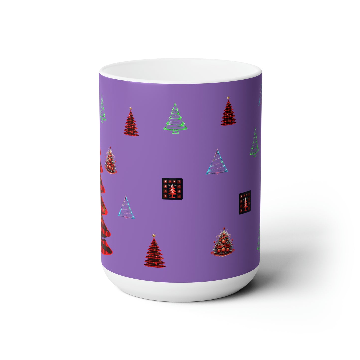 Christmas trees colorful design Light purple Ceramic Mug15oz