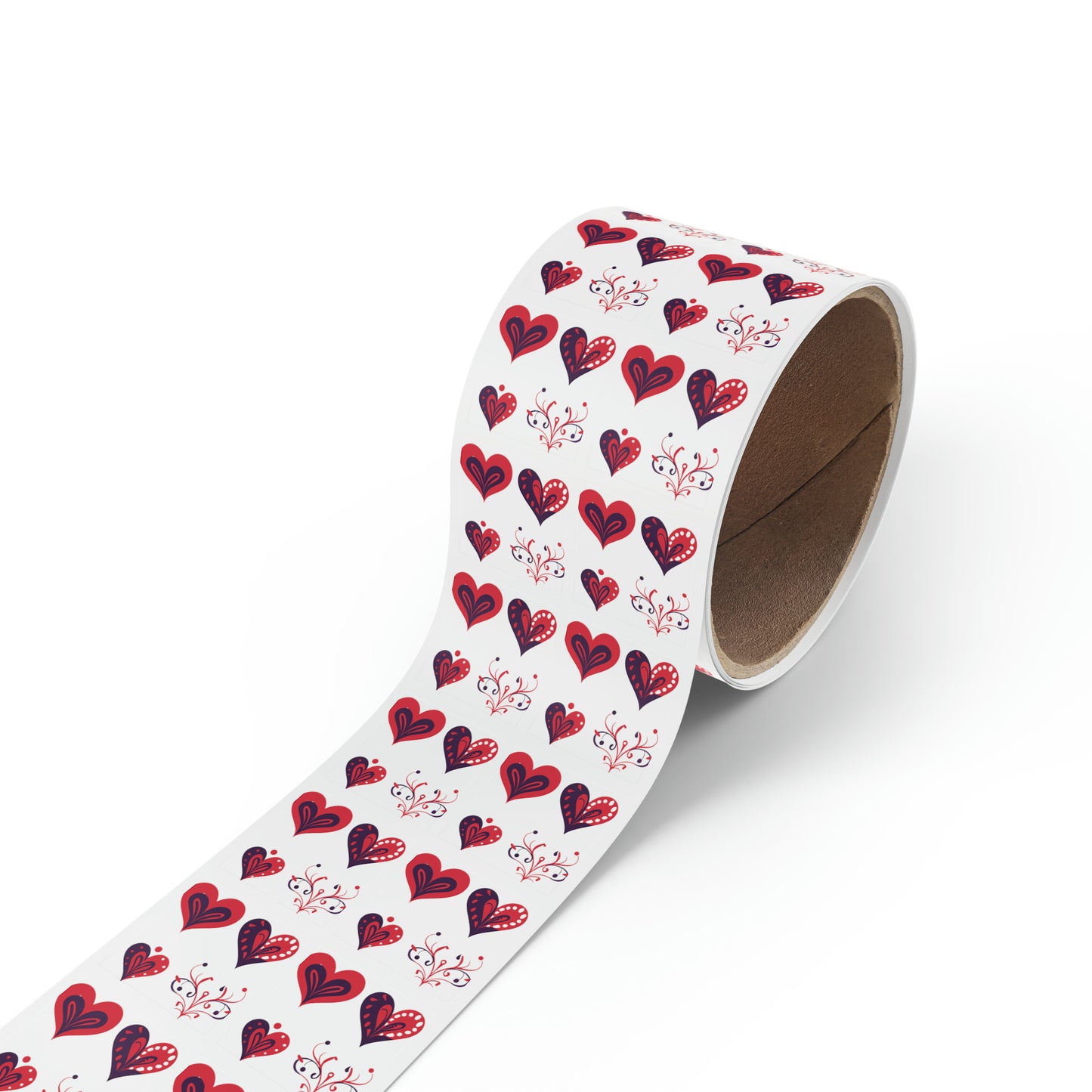 Valentine's day red hearts Square Sticker Label Roll