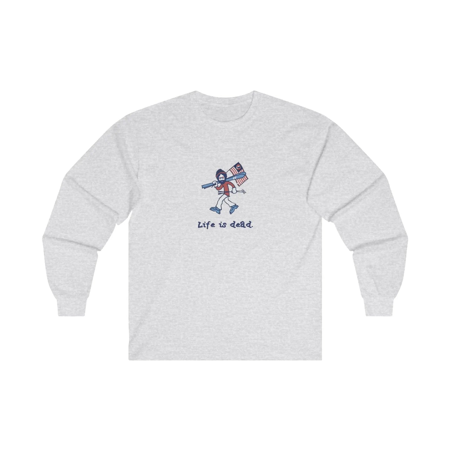 Grateful Dead Ultra-Cotton Long Sleeve Tee Life is dead Skier Jerry