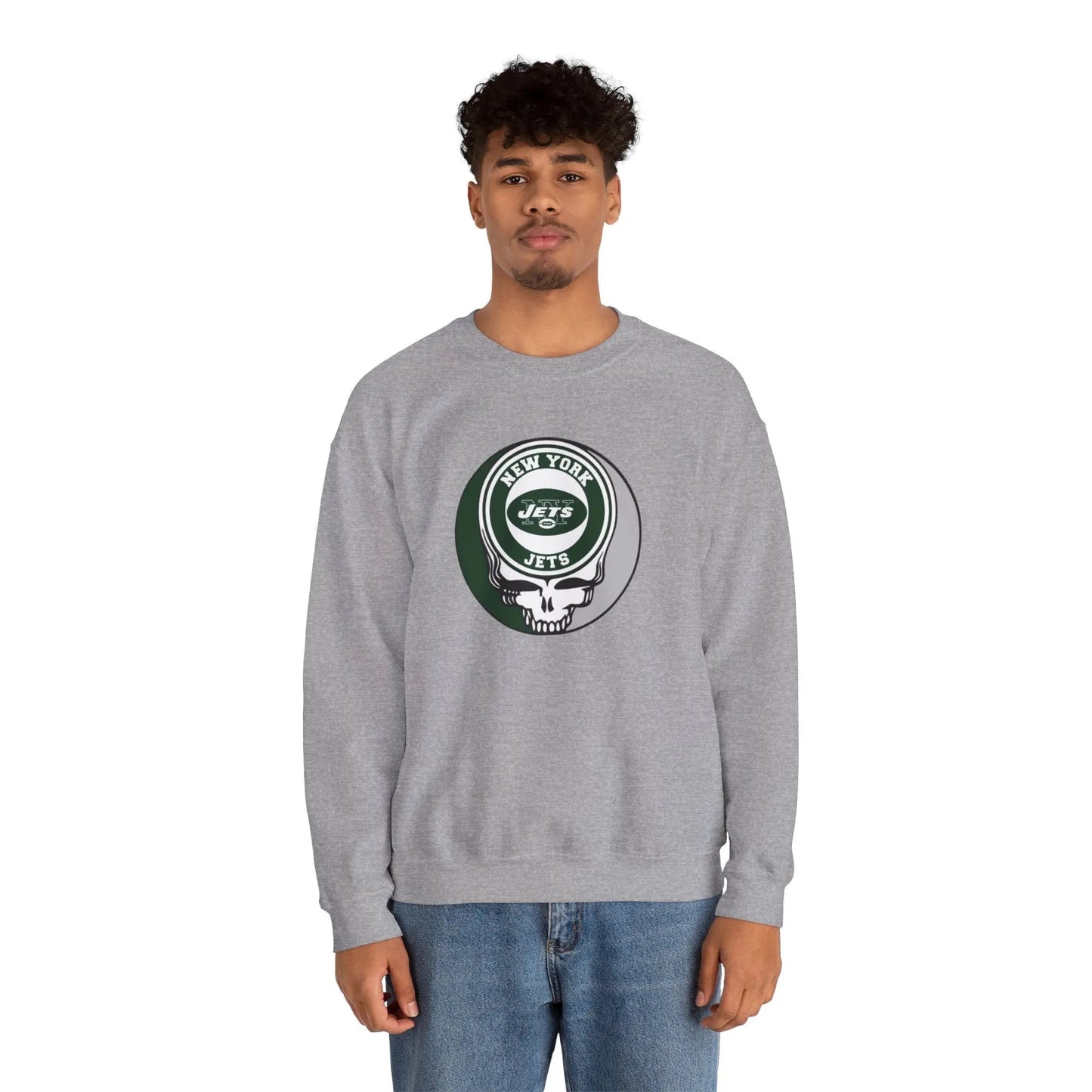 New York Jets Grateful Dead Stealie Crewneck Sweatshirt The Gridiron Collection