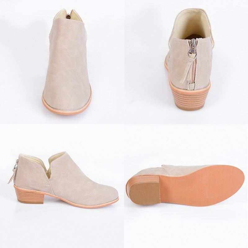 Autumn Retro High Heel Ankle Boots Women Shoes