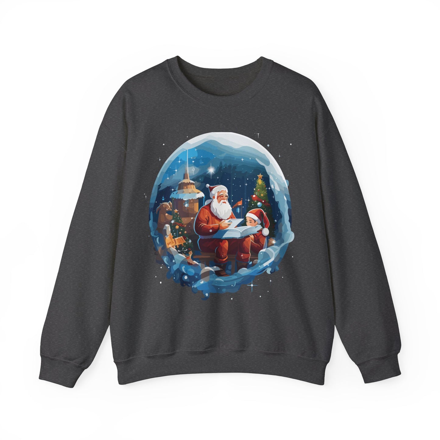 Santa reading book with people in space - Christmas Shirt, Holiday Xmas Shirt, Merry Christmas, Holiday Xmas, Unisex Xmas Shirt, Christmas Sweatshirt, Christmas Apparel, Xmas Celebration Shirt, Matching Family Outfits, Christmas Gifts