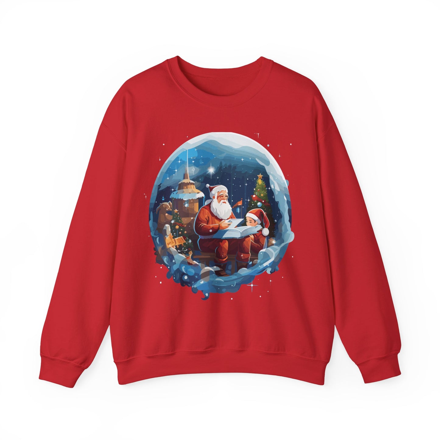 Santa reading book with people in space - Christmas Shirt, Holiday Xmas Shirt, Merry Christmas, Holiday Xmas, Unisex Xmas Shirt, Christmas Sweatshirt, Christmas Apparel, Xmas Celebration Shirt, Matching Family Outfits, Christmas Gifts