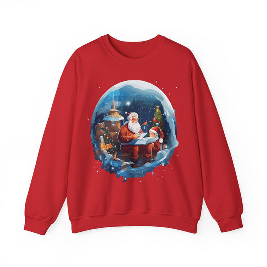 Santa reading book with people in space - Christmas Shirt, Holiday Xmas Shirt, Merry Christmas, Holiday Xmas, Unisex Xmas Shirt, Christmas Sweatshirt, Christmas Apparel, Xmas Celebration Shirt, Matching Family Outfits, Christmas Gifts
