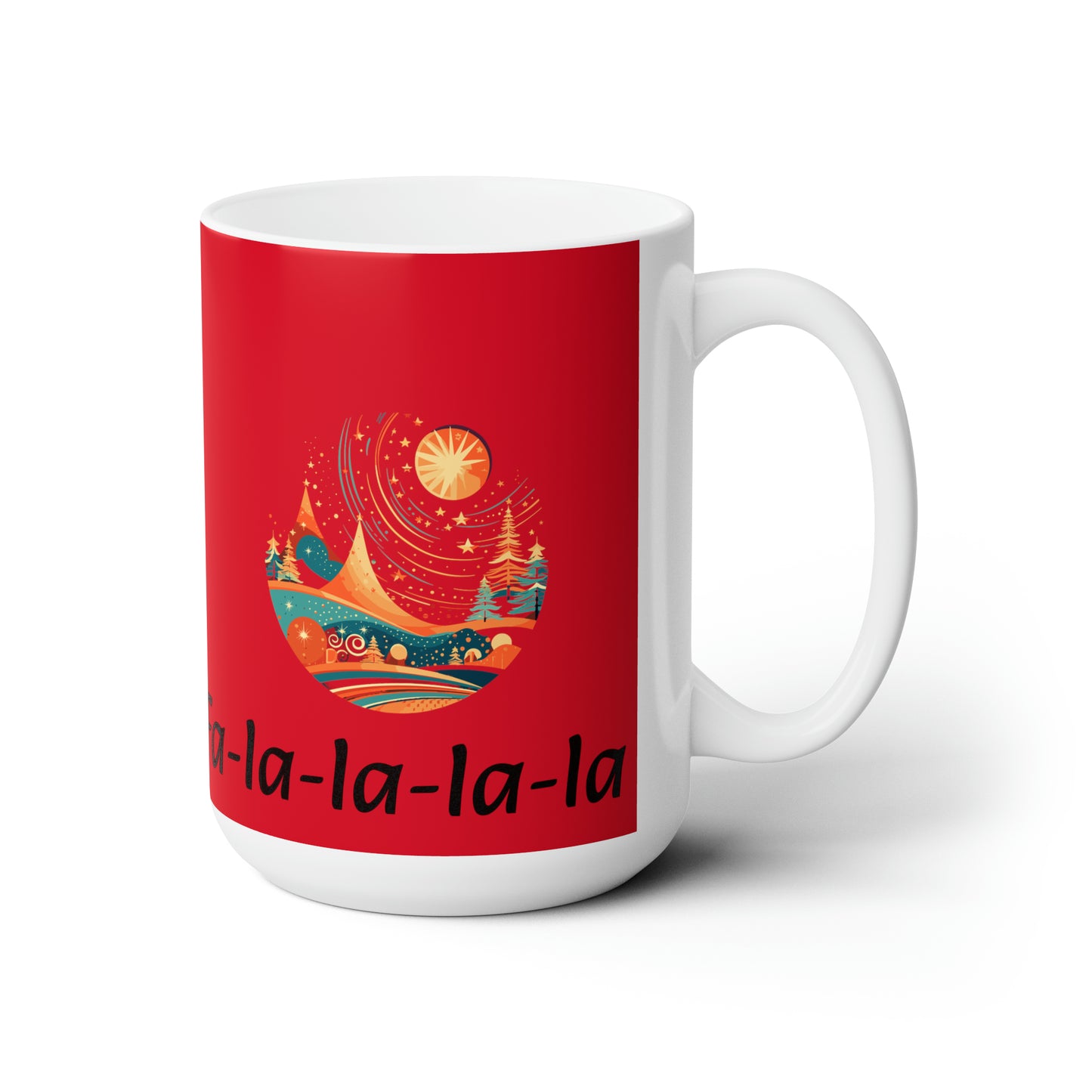 Colorful Christmas and Fa-la-la design dark red Ceramic Mug 15oz
