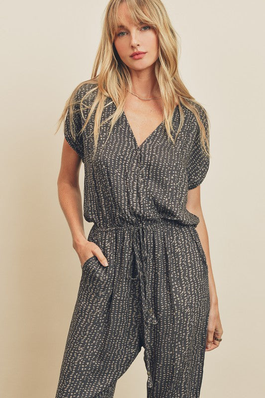 Light and Dark Gray Abstract Dot Print Jumpsuit Brianne