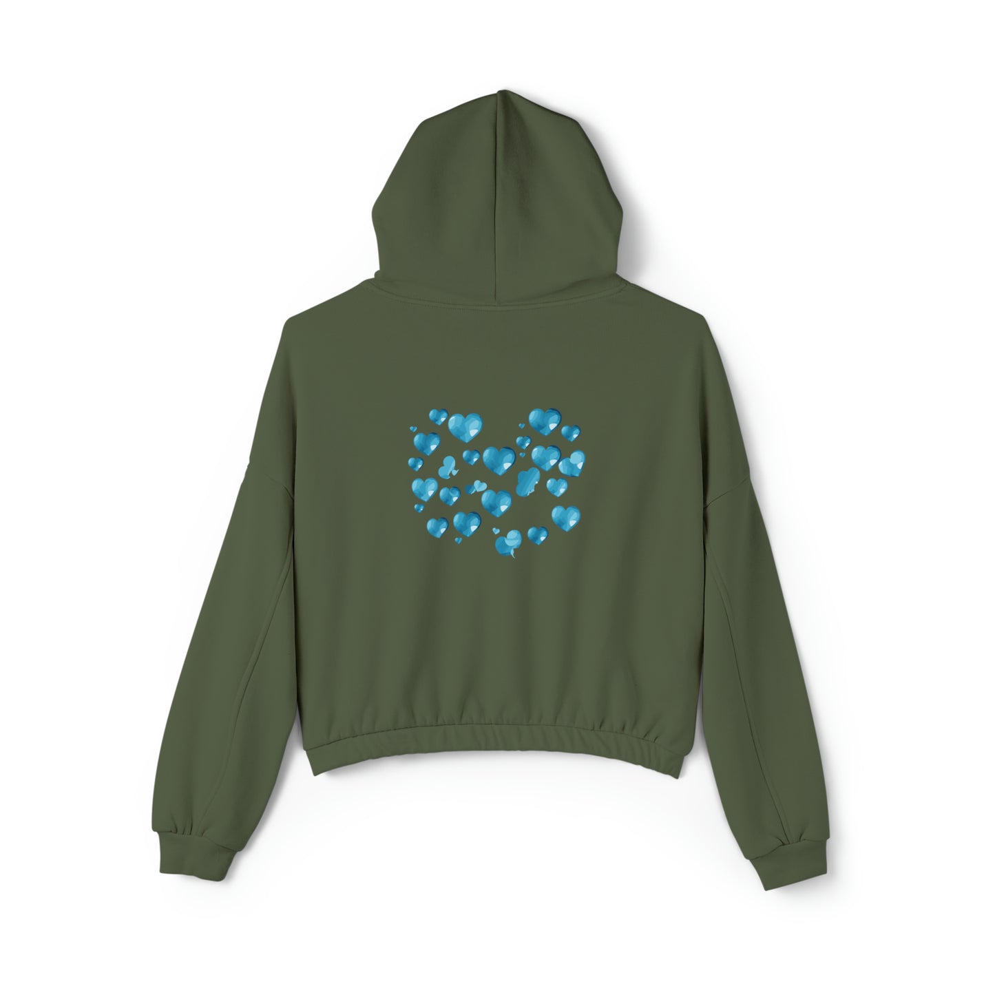 Valentine's best Gift, light blue hearts design Women's Cinched Bottom Hoodie