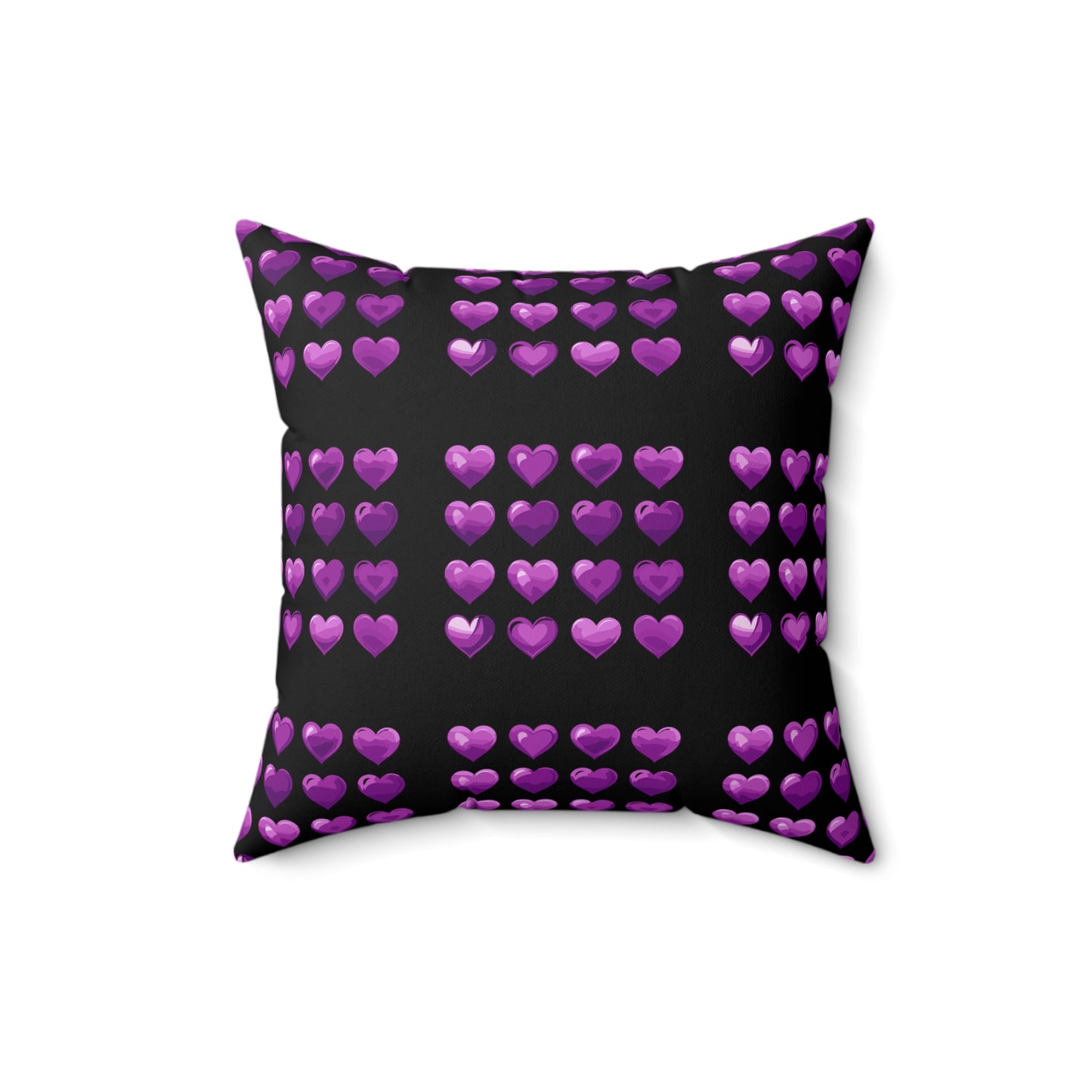 Valentine's day best home decor purple hearts design on black Spun Polyester Square Pillow
