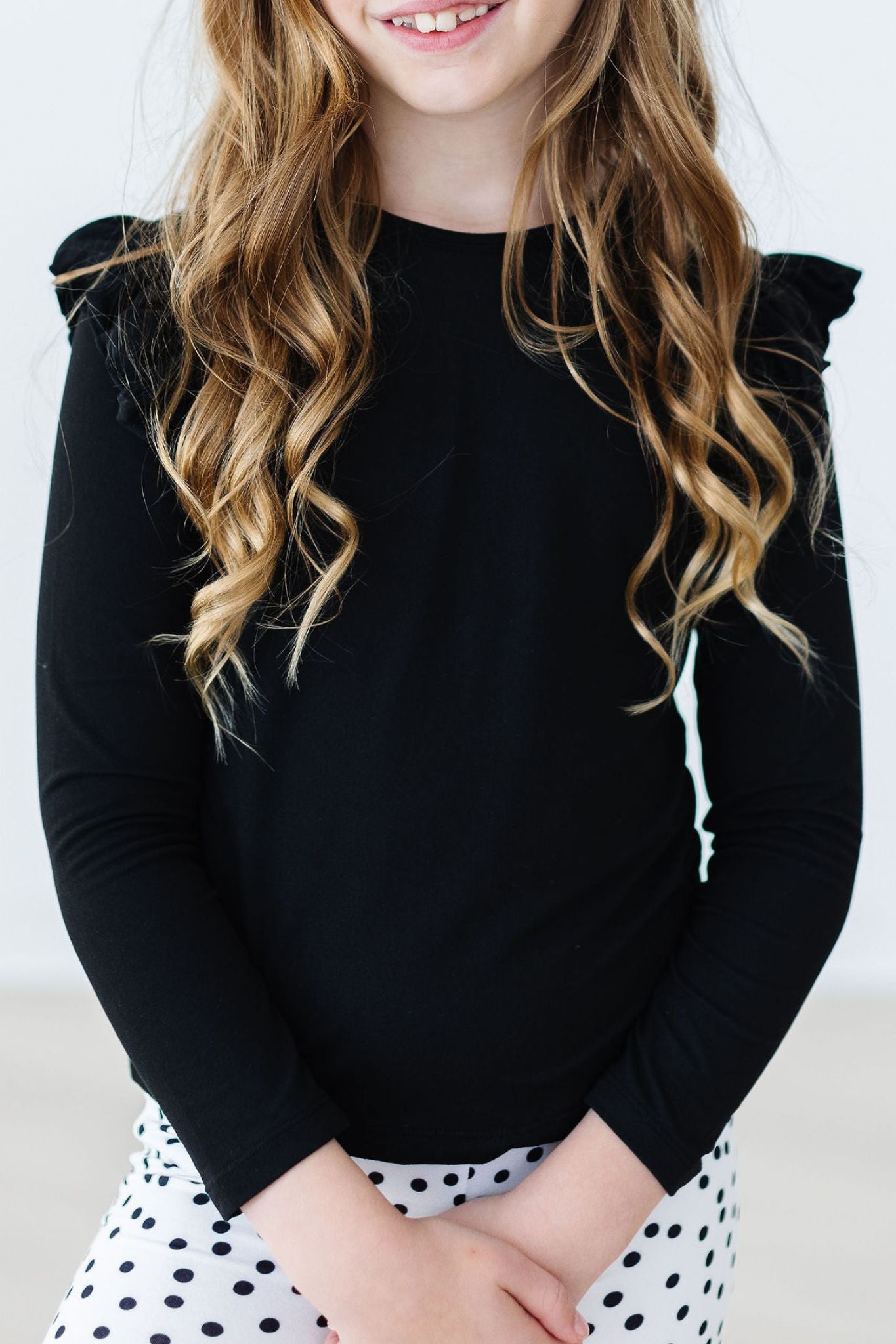 Black Long Sleeve Ruffle Tee Shirt Mila & Rose ®