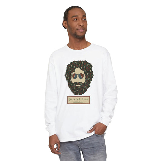 Garment-Dyed Long Sleeve T-Shirt Jerry Vineyard Collection Skulls & Roses