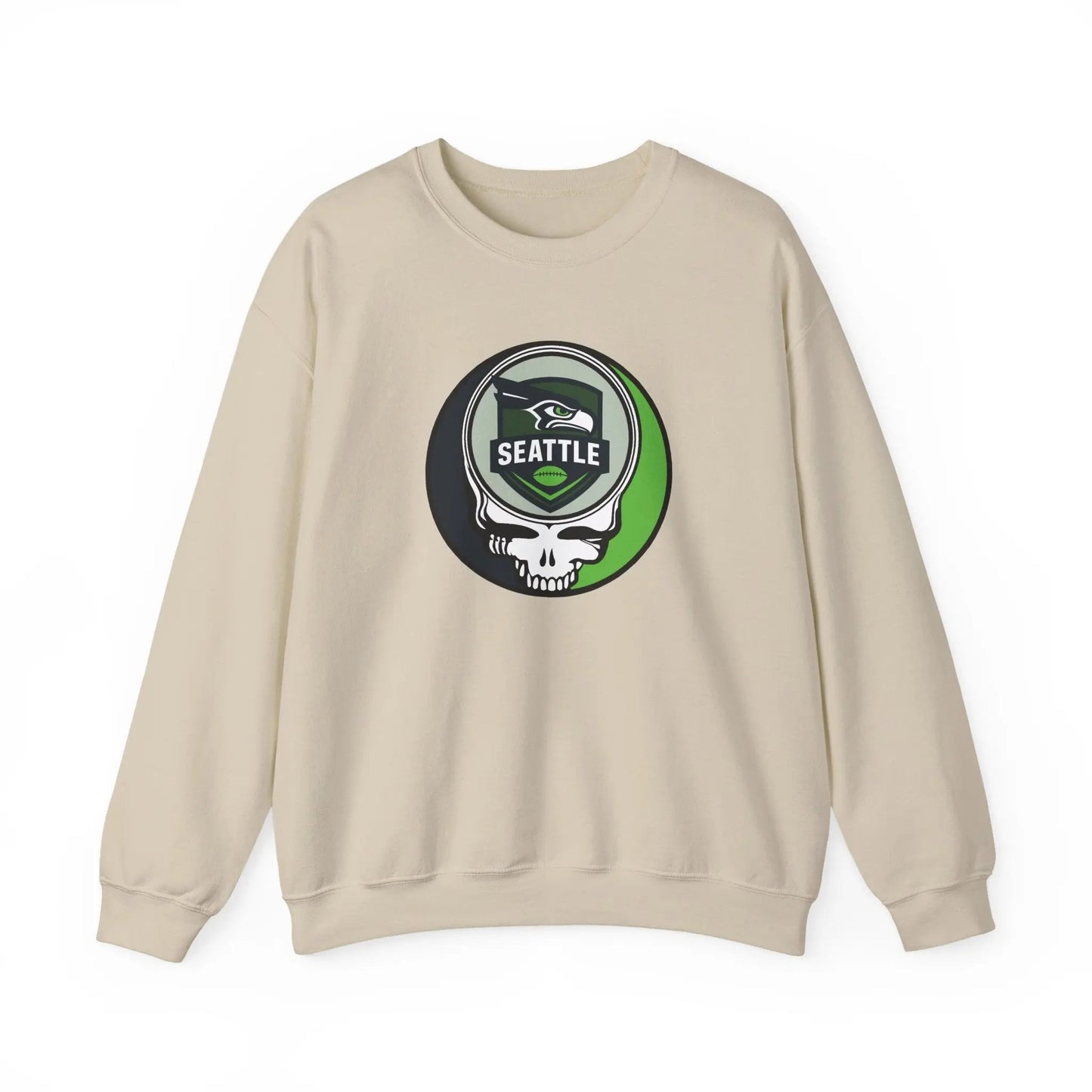 Seattle Seahawks Grateful Dead Stealie Crewneck Sweatshirt Heavy Blend The Gridiron Collection